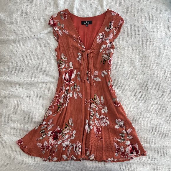 Lulu's Loving It Rusty Rose Tie-Front Skater Dress - Picture 4 of 4